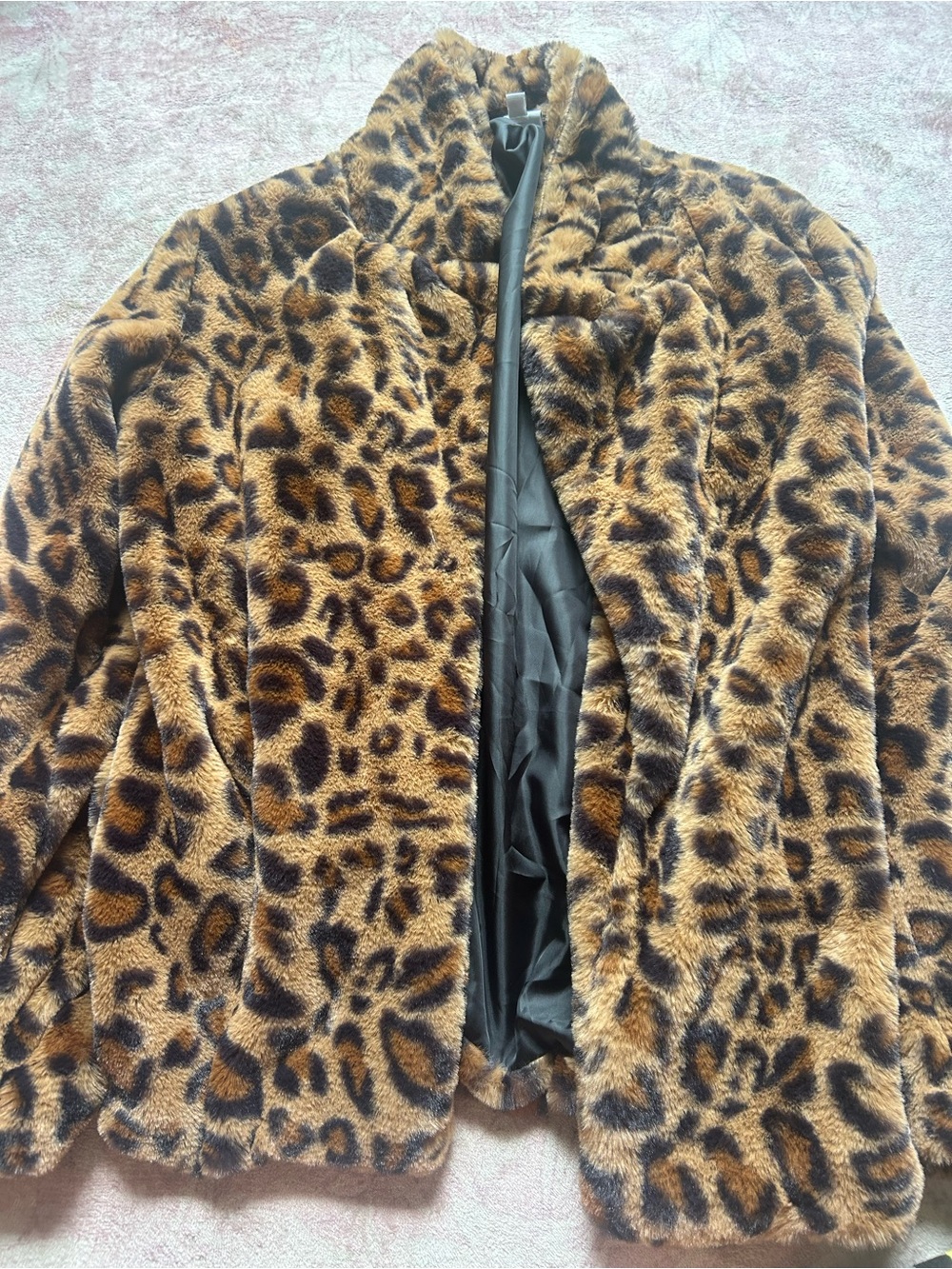 new directions Leopard Print Faux Fur Teddy Jacket - Brown & Black